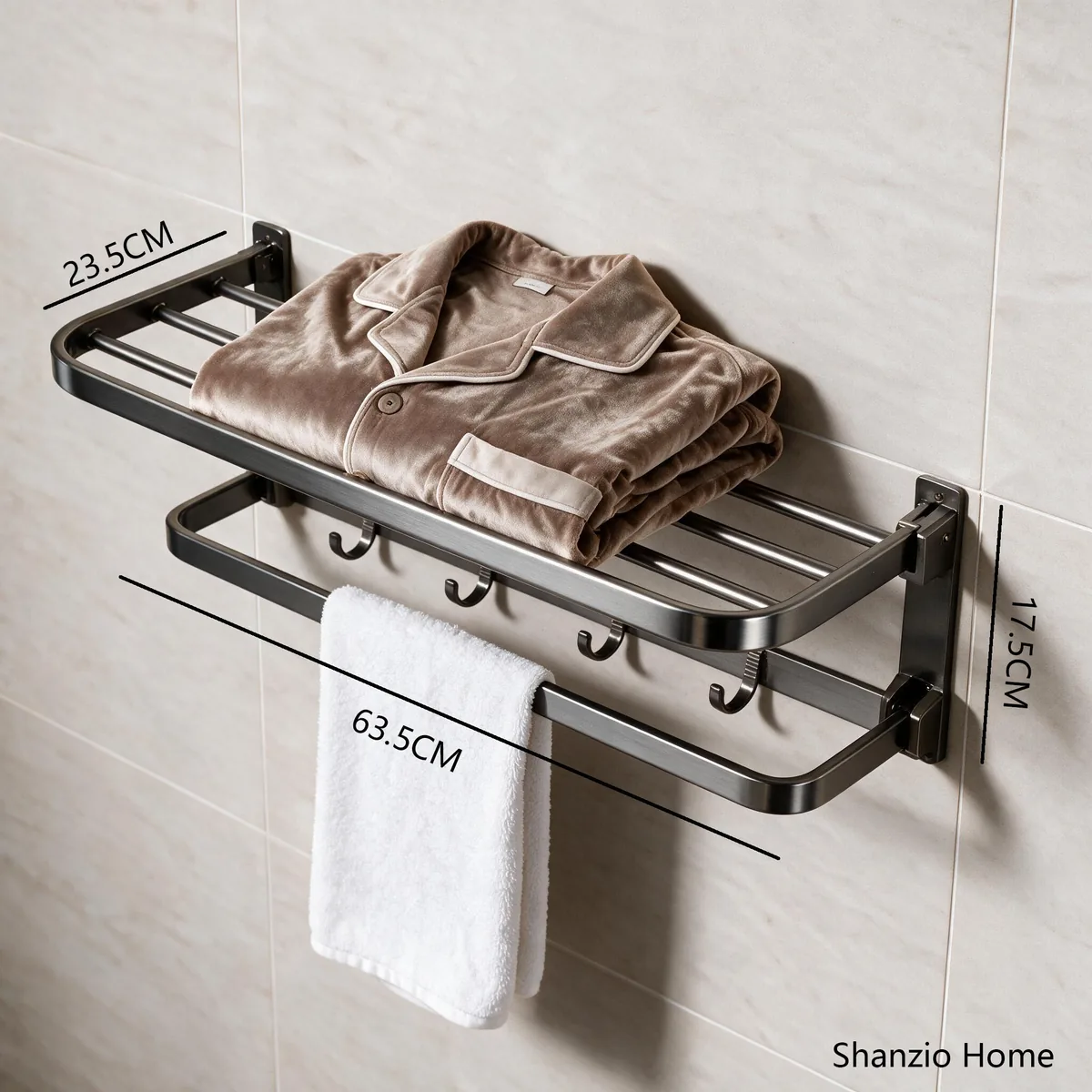 Mirror-Polished Gunmetal Grey Wall‑Mount Bathroom Accessories Set 001 - View 3