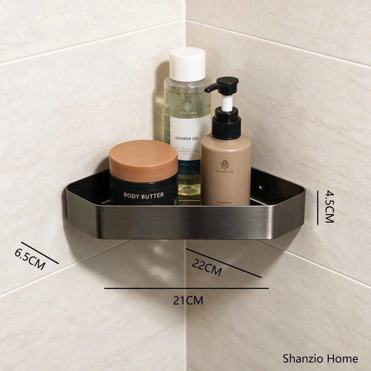 Polished Chrome Gunmetal Grey Curved‑End Wall‑Mount Bathroom Accessories Set - View 5