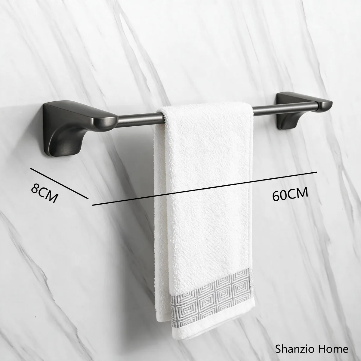 Polished Chrome Gunmetal Grey Curved‑End Wall‑Mount Bathroom Accessories Set - View 4