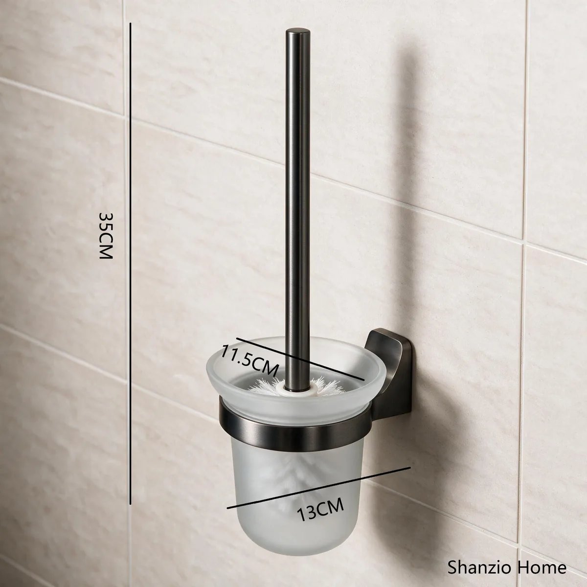 Polished Chrome Gunmetal Grey Curved‑End Wall‑Mount Bathroom Accessories Set - View 7